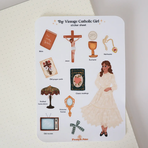 Catholic Sticker Sheet - Vintage Girl
