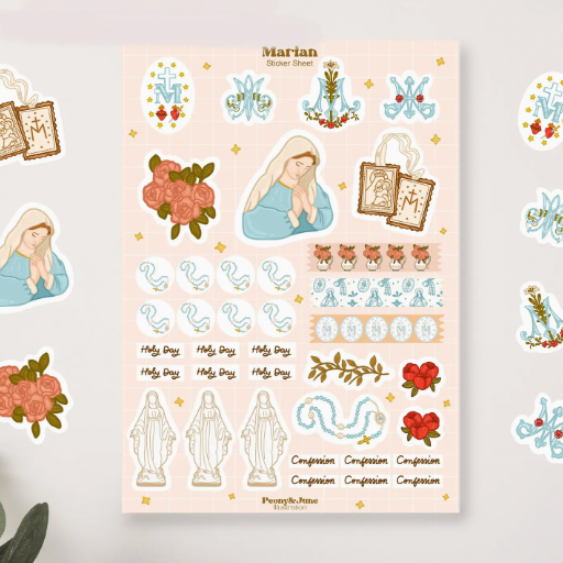 Catholic Sticker Sheet - Marian