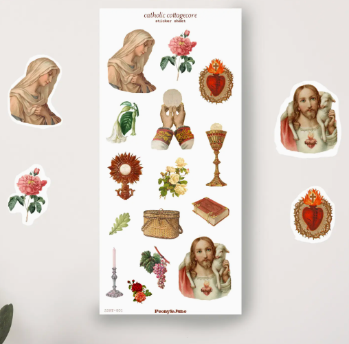 Catholic Sticker Sheet - Cottagecore
