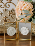 Sacred Heart of Jesus and Immaculate Heart of Mary Intaglio Double Frame
