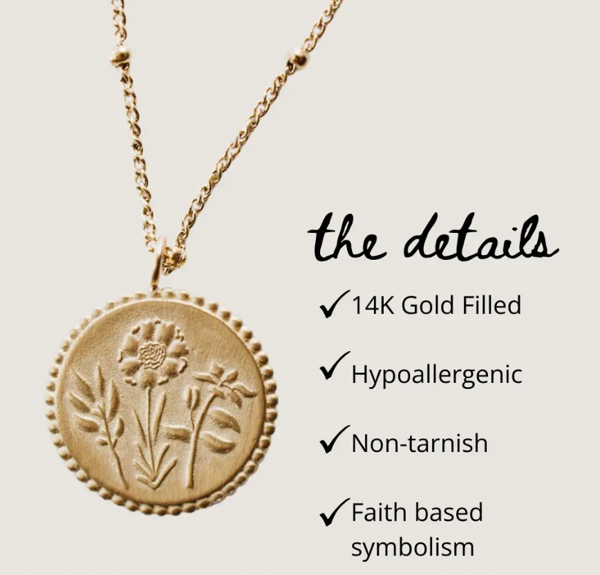 Holy Family Floral Necklace