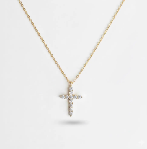 18K Gold Dipped Sterling Silver Dainty Cross Necklace