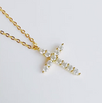 18K Gold Dipped Sterling Silver Dainty Cross Necklace
