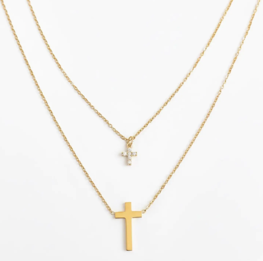Faithful Duo Cross Necklace