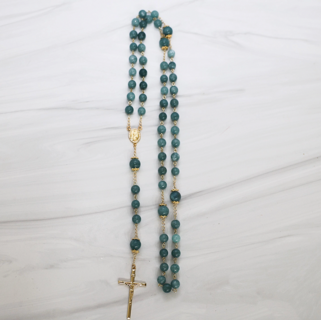 Amazonite Rosary: 18k Gold Filled Catholic Prayer Beads