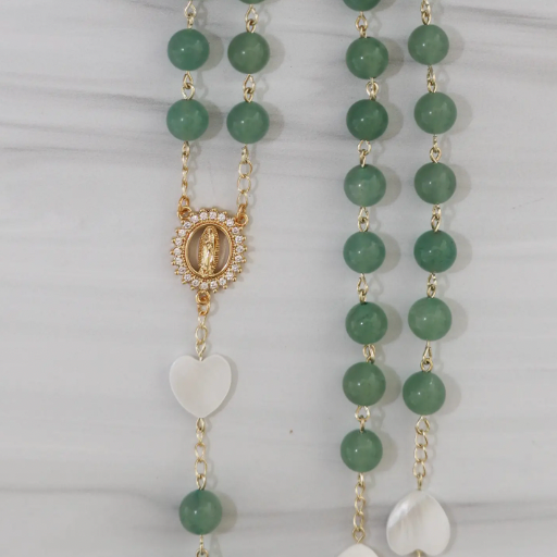 Jade Rosary: 18K Gold-Filled Catholic Prayer Beads